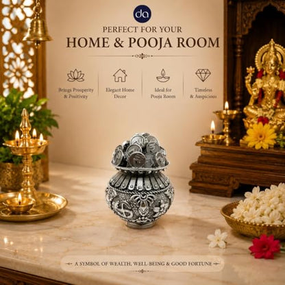 Image 4 of Dev Aastha Silver Plated Kuber Kalash Idol 2.5 Inch