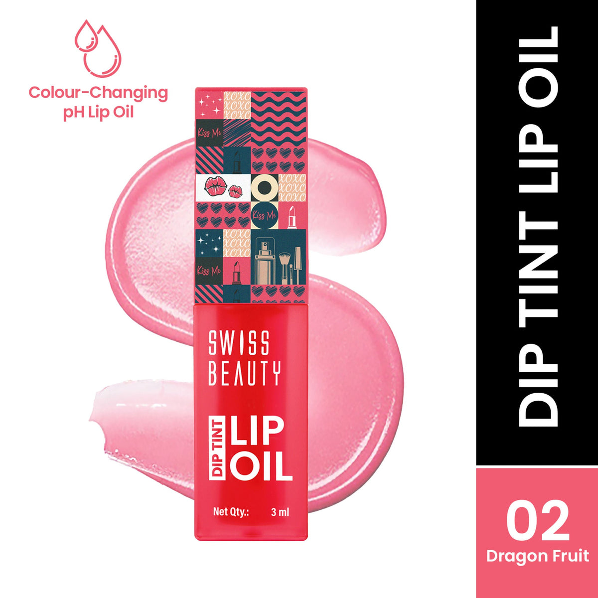 Image 1 of 3 ml for the product Swiss Beauty Dip Tint Color Changing Long Lasting With Vitamin-E PH Lip Oil - 2 Dragon Fruit