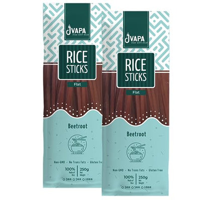 Image 1 of Default Title for the product JVAPA Flat Rice Sticks Noodles - Goodness of Beetrooot Flat 5 mm (2 x 250 gm)