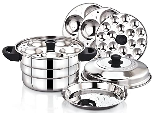 Image 1 of Special-13 idlies for the product Diamond 3.2 liter Stainless Steel Multi-Steaming Induction Base with 3 Idli Plates (13 Idlies), 1 Mini Idli Plate (18 Idlies), 1 Steamer Plate