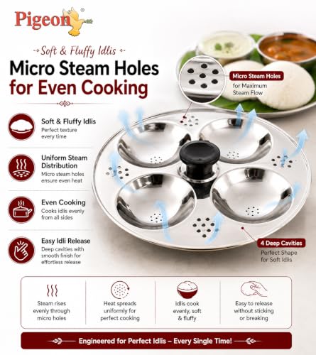 Image 5 of Pigeon Stainless Steel Hot 16 Idly Pot with Steamer - Silver