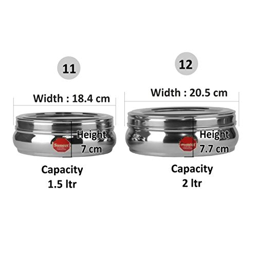 Image 5 of Sumeet Stainless Steel Belly Shape Flat Canisters Storage Containers Set of 2 Pcs (1.5 Ltr & 2 Ltr Capacity)