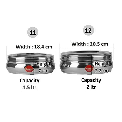 Image 5 of Sumeet Stainless Steel Belly Shape Flat Canisters Storage Containers Set of 2 Pcs (1.5 Ltr & 2 Ltr Capacity)