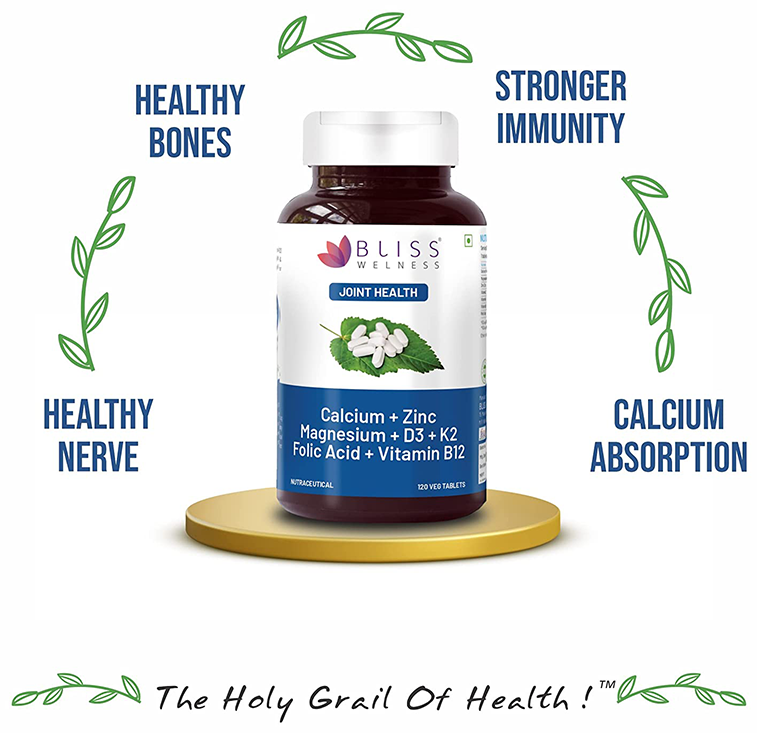Image 5 of Bliss Welness Joint Health Calcium + Zinc Megnesium + D3 + K2 Veg Tablet