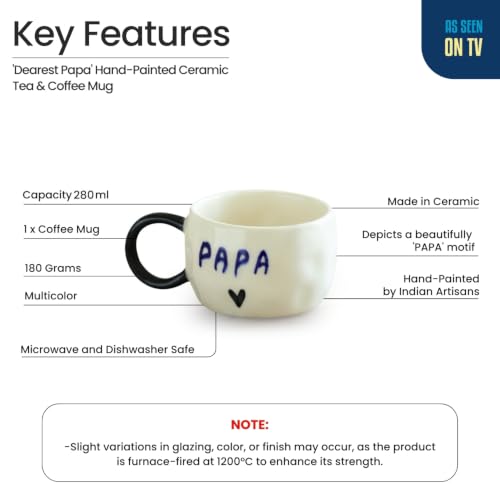 Image 4 of ExclusiveLane 'Dearest Mum & Papa' Ceramic Tea & Coffee Mugs Set of 2 (280 ml)
