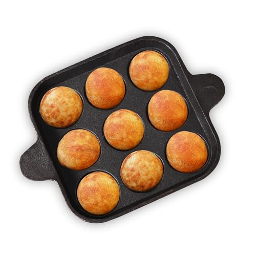 Image 2 of Square Paniyaram Pan / 9 Pit / 9.4 Inch for the product The Indus Valley Cast Iron Paniyaram Pan