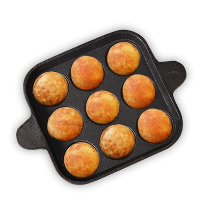 Image 2 of Square Paniyaram Pan / 9 Pit / 9.4 Inch for the product The Indus Valley Cast Iron Paniyaram Pan
