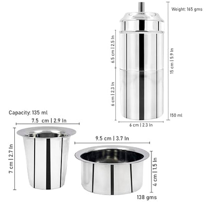 Image 6 of Spillbox Traditional Stainless Steel Filter Coffee Maker with Dabara Combo