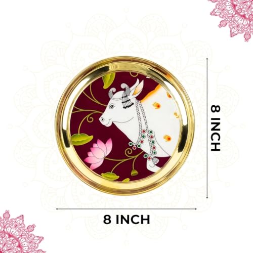 Image 2 of Klassic 8 Inch Brass Pooja Thali, (Pack Of 1, Golden)