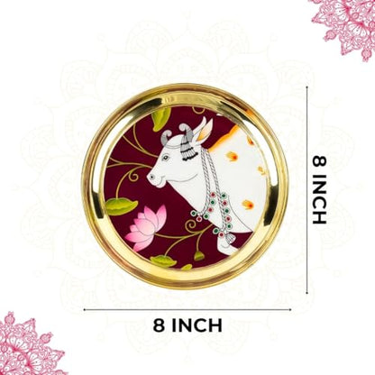 Image 2 of Klassic 8 Inch Brass Pooja Thali, (Pack Of 1, Golden)