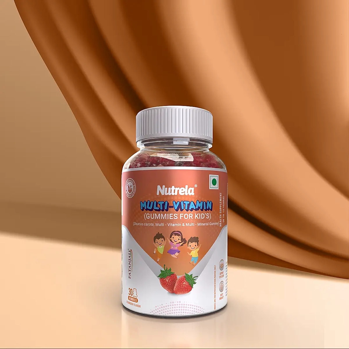 Image 1 of 30 gummies for the product Patanjali Nutrela Multi- Vitamin Kids Gummies- Straberry Flavour