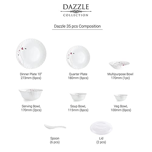 Image 5 of Cello Opalware Dazzle Series Lush Fiesta 35 Piece Dinner Set