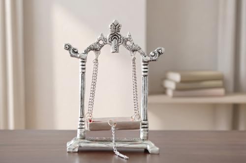 Image 7 of KridayKraft Aluminium Pipe Palna Silver/Laddu Gopal Jhula for Home Decor, Pooja & Janmashtami