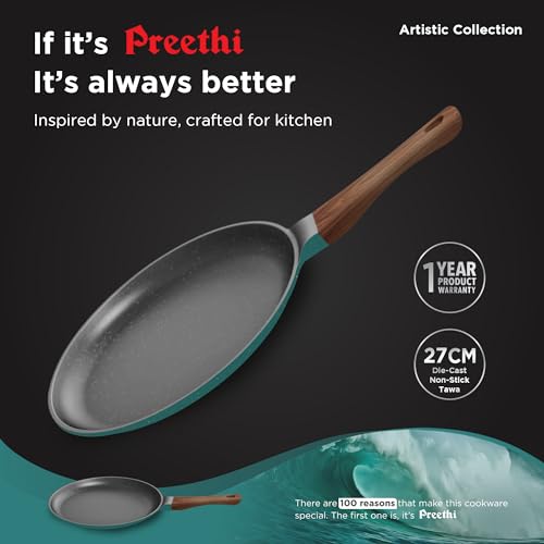 Image 4 of Preethi Artistic Collection Die Cast Non Stick Tawa, 27 cm, 5 Star Non Stick Effect, Cook & Serve, Earthy Brown