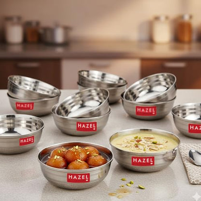 Image 1 of Default Title for the product HAZEL Stainless Steel Bowl Set of 12, 150 ml Each