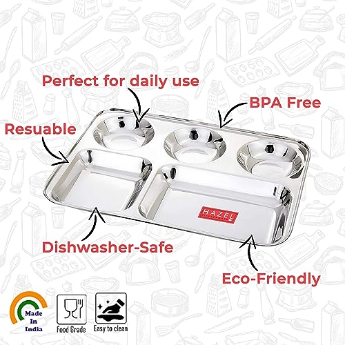 Image 4 of HAZEL Stainless Steel Compartment Mess Plate Set of 1