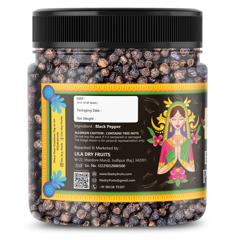 Image 3 of LILA DRY FRUITS Highly Aromatic Black Pepper Whole - 500 grams Jar