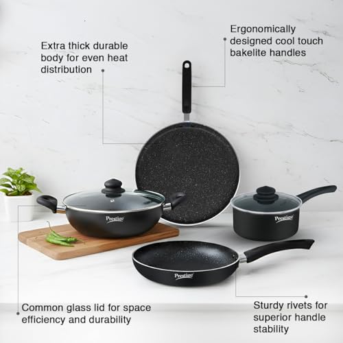 Image 6 of Prestige Omega Granite Aluminium Kitchen Set, 4-Pieces, Black