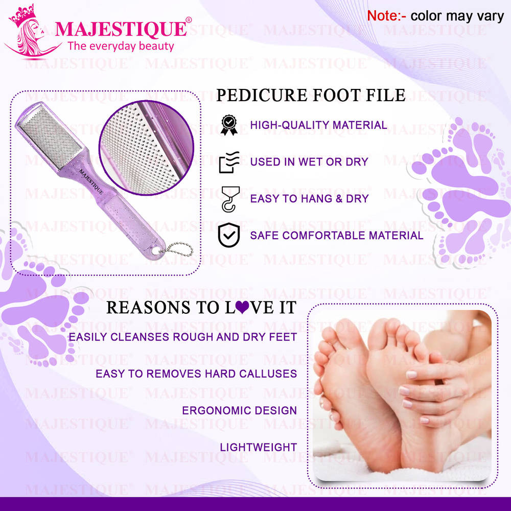 Image 4 of Majestique Foot Scraper for Callus & Heel Removal - Dry & Wet Pedicure Tool - Color May Vary