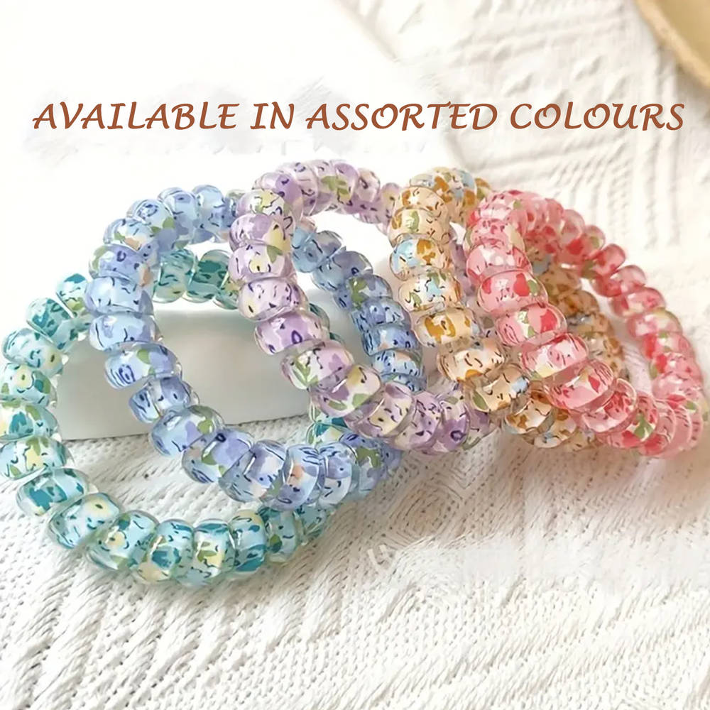 Image 6 of Majestique Spiral Hair Ties For Thick Hair Elastic Hair Coils Rubber Band- 5 Pcs (Multicolor)