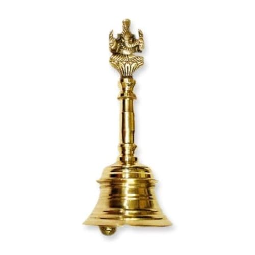 Image 1 of 4 Inch for the product Uapan Brass Pooja Bell, Ganesh, Gold