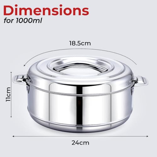 Image 4 of AVIAS Astra Stainless Steel Casserole Set of 3, 1000ml, 1500ml & 2500ml