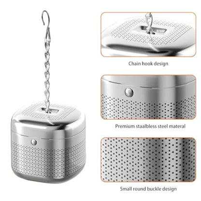 Image 3 of Supvox Tea Infuser Cube 304 Stainless Steel Strainer Hook Chain Fine Mesh