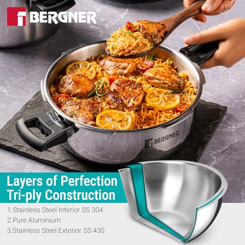 Image 3 of BERGNER Argent Elements Triply Stainless Steel 3.5 L Outer Lid Pressure Pan