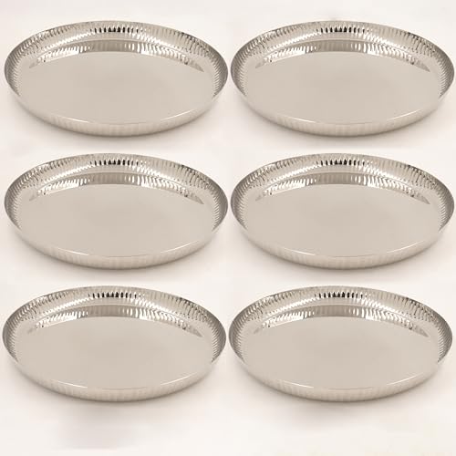 Image 6 of Pack of 6 for the product Spillbox Stainless Steel Hammered Tiffin Plate