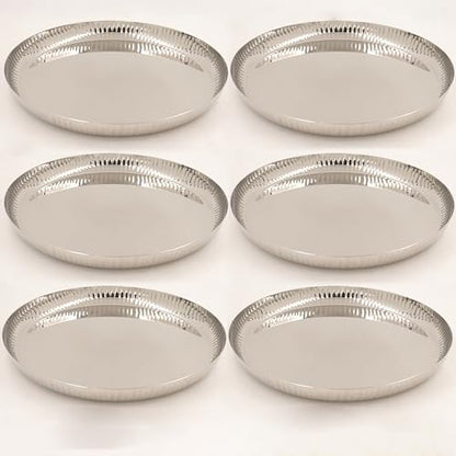 Image 6 of Pack of 6 for the product Spillbox Stainless Steel Hammered Tiffin Plate