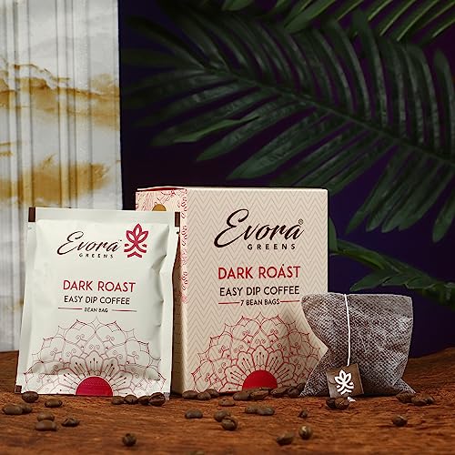 Image 2 of Evora Greens Dark Roast Coffee Dip Bags | AA Grade Arabica Coffee | Strong Café Style Brew | Ready in Minutes | Makes 7 Cups