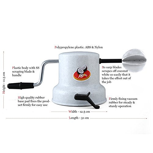 Image 4 of ANJALI Plastic Coconut Scrapper with Vacuum Base
