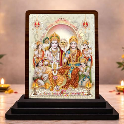 Image 1 of Default Title for the product Ram Darbar Small Wooden Idol 4x5 Inch Elegant Bhakti HD Printed Home Decor