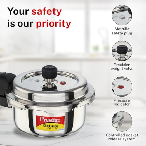 Image 7 of Prestige Stainless Steel Deluxe Alpha Svachh Outer Lid Pressure Cooker 2 Litre