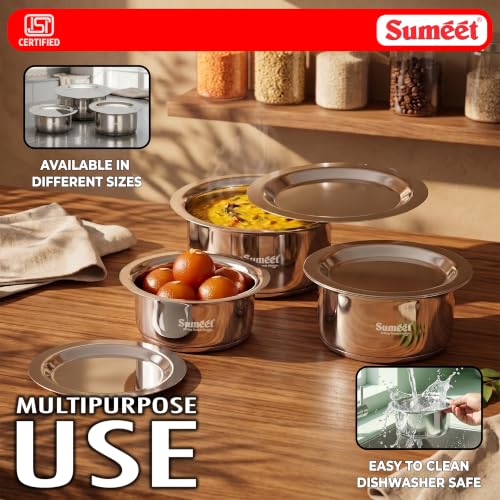 Image 6 of Sumeet ISI Certified Induction Bottom Small Container Set with Lid - 350ml, 550ml, 750ml