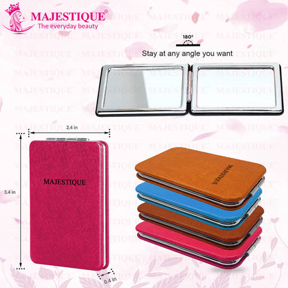 Image 3 of Majestique Compact Hand Mirror, Leatherette Texture For Men And Women