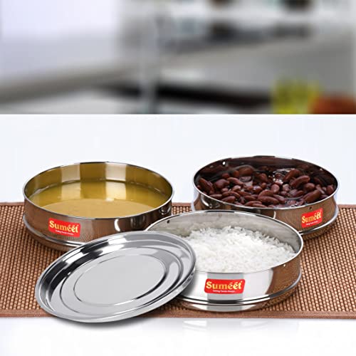 Image 3 of Sumeet Stainless Steel Flat Stackable Container/Separator with Lid Suitable for 5 Ltr & 5.5 Ltr Inner & Outer Lid Cooker, Silver