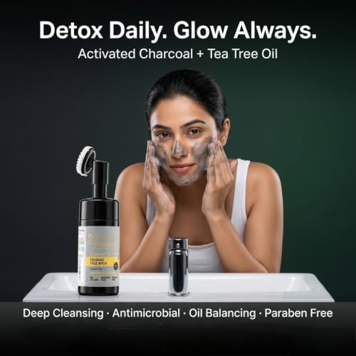 Image 3 of Naulakha Naturals Charcoal Tea Tree Foaming Face Wash with Built In Brush Anti Acne Face Wash for Oil Control For Men And Women Daily No Harsh Chemicals Vegan