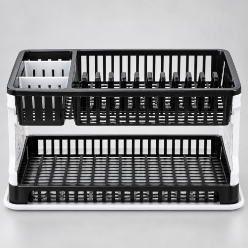 Image 6 of HomeWiz Large 2 Tier Plastic Dish Drying Rack