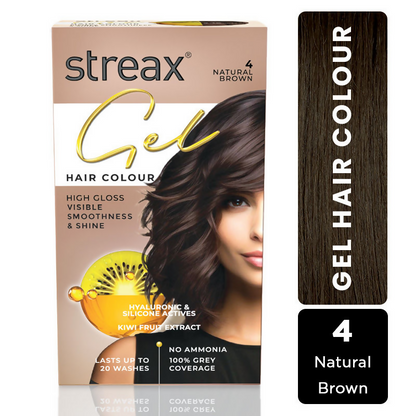 Image 2 of Streax Gel No Ammonia 100% Grey Coverage Hair Color - Natural Brown 4