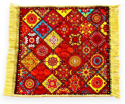 Image 5 of Glun 24 * 24 Inch Velvet Multipurpose Square Carpet Or Mat For Pooja Aasan, Sitting, Meditation 2 Piece Pack