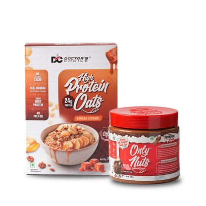 Image 1 of Doctor's Choice Protein Oats Banana Caramel 750g + Choco Fudge Peanut Spread creamy 750g