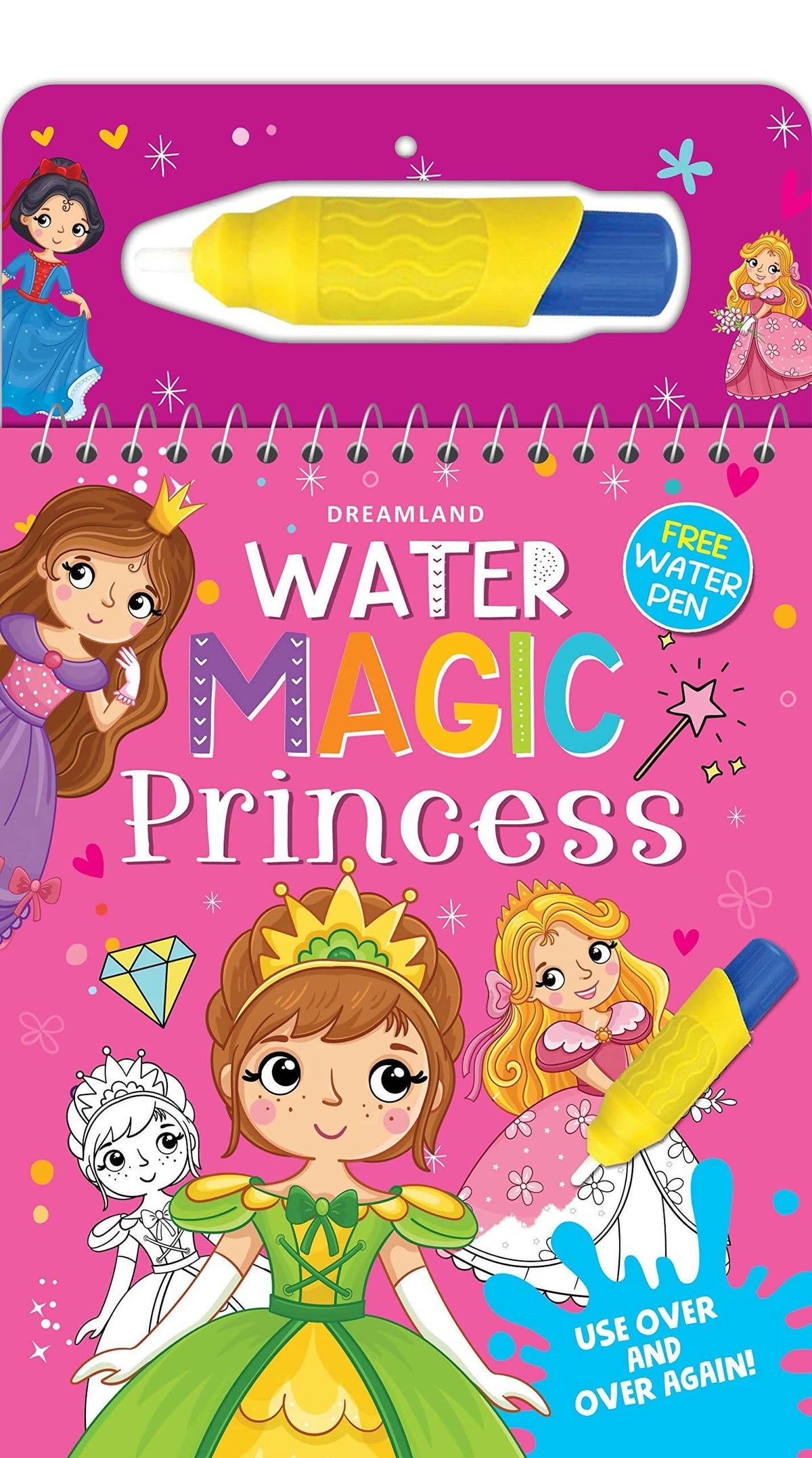 Image 1 of Spiral Binding for the product Dreamland Water Magic Princess- With Water Pen - Use over and over again : Children Drawing, Painting & Colouring Spiral Binding