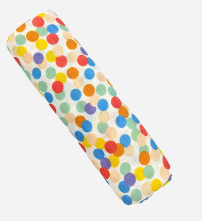 Image 3 of Kindermum Organic Cotton Muslin Swaddle Blanket 110 Cm X 110 Cm - Set Of 2 - Colorful Polka And Bear