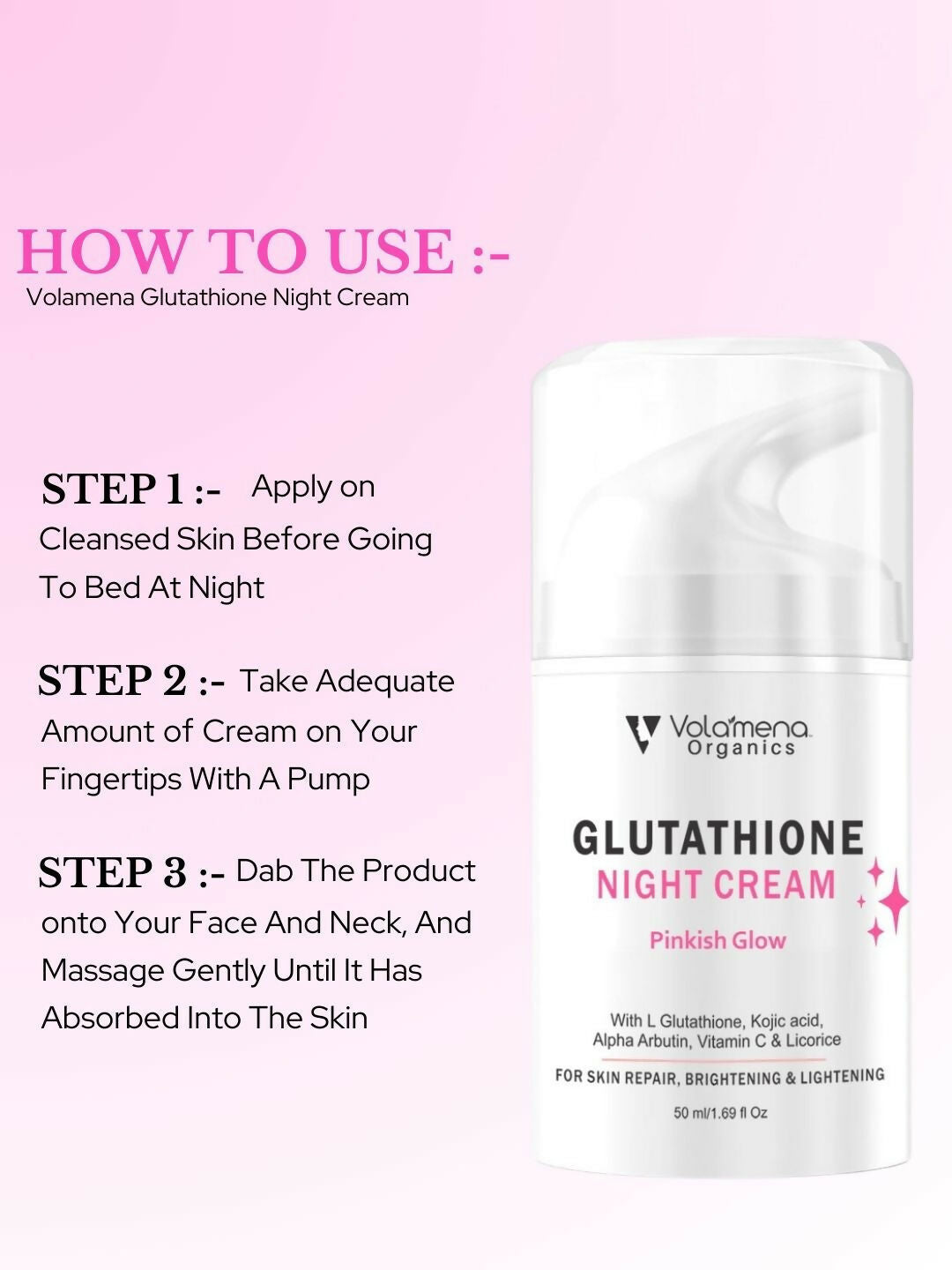 Image 3 of Volamena Glutahione Night Cream With L Glutathione For Skin Brightening