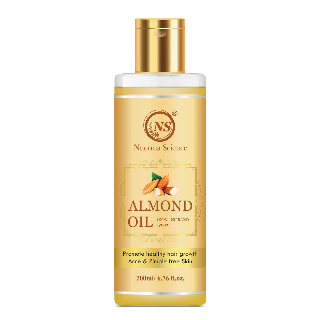 Image 1 of 200 ml / Pack of 1 for the product Nuerma Science Pure Almond Hair Oil for Natural Hair Growth