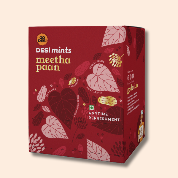 Image 2 of Go desi Meetha Paan Mints | 100% natural - Betel leaves, Sweet dates, Saunf & Elaichi | Box of 40 sachets