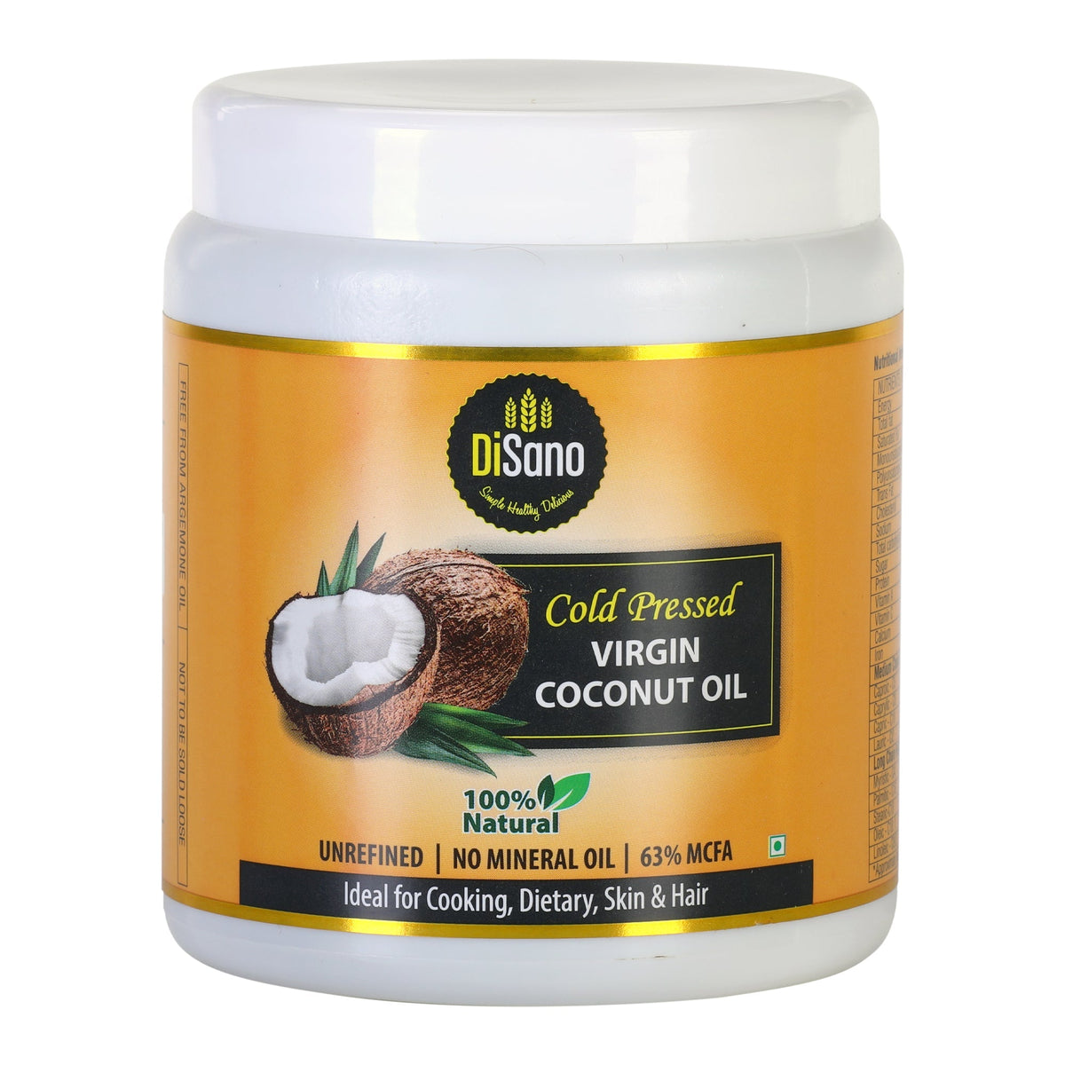 Image 1 of Disano Cold Press Virgin Coconut Oil, Wide mouth Jar, 500ml
