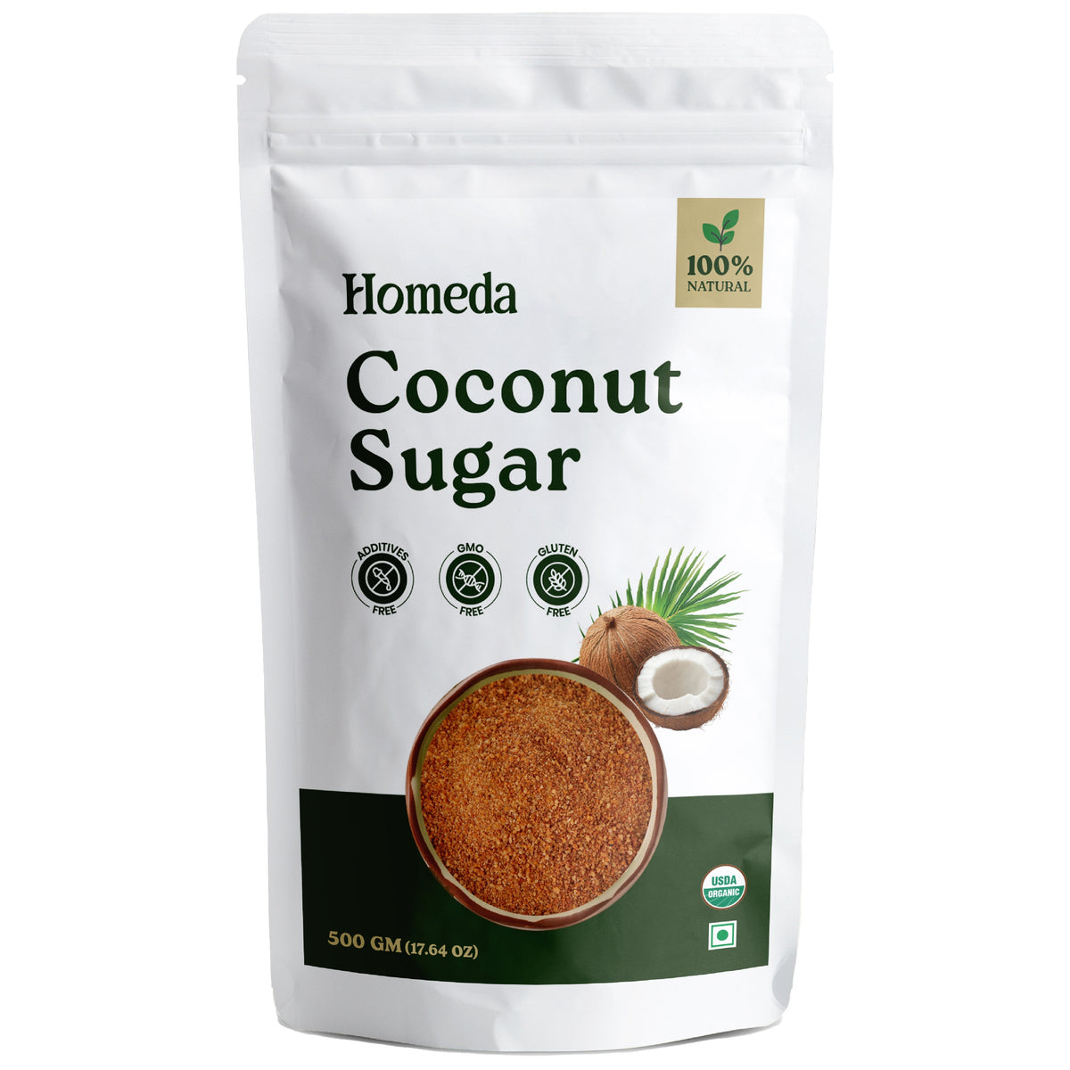 Image 2 of 500g / Pack of 1 for the product Homeda Organic Coconut Sugar, Palm Sugar Organic, Natural Sweetener