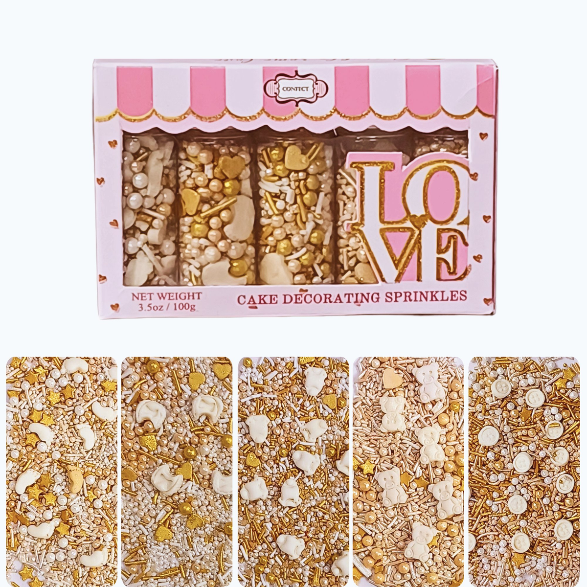 Image 1 of 100 gm for the product Confect Baby Shower Sprinkles |Edible Sprinkles For Cake & Cupcake Decoration